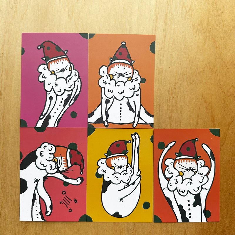 聖誕卡片 會跳舞的貓 母湯系列 貓咪 - 心意卡/卡片 - 紙 橘色