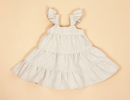 8 a.m.Apparel Natural linen boho dress, dress for girl, Easter baby dress, summer baby dress