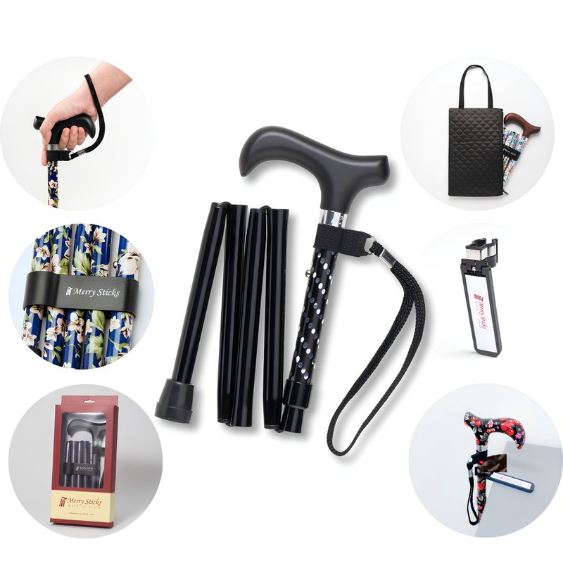 【長輩禮盒組】璀璨星空 閃耀折疊手杖-星空黑 節日 生日禮物 - 其他 - 鋁合金 黑色