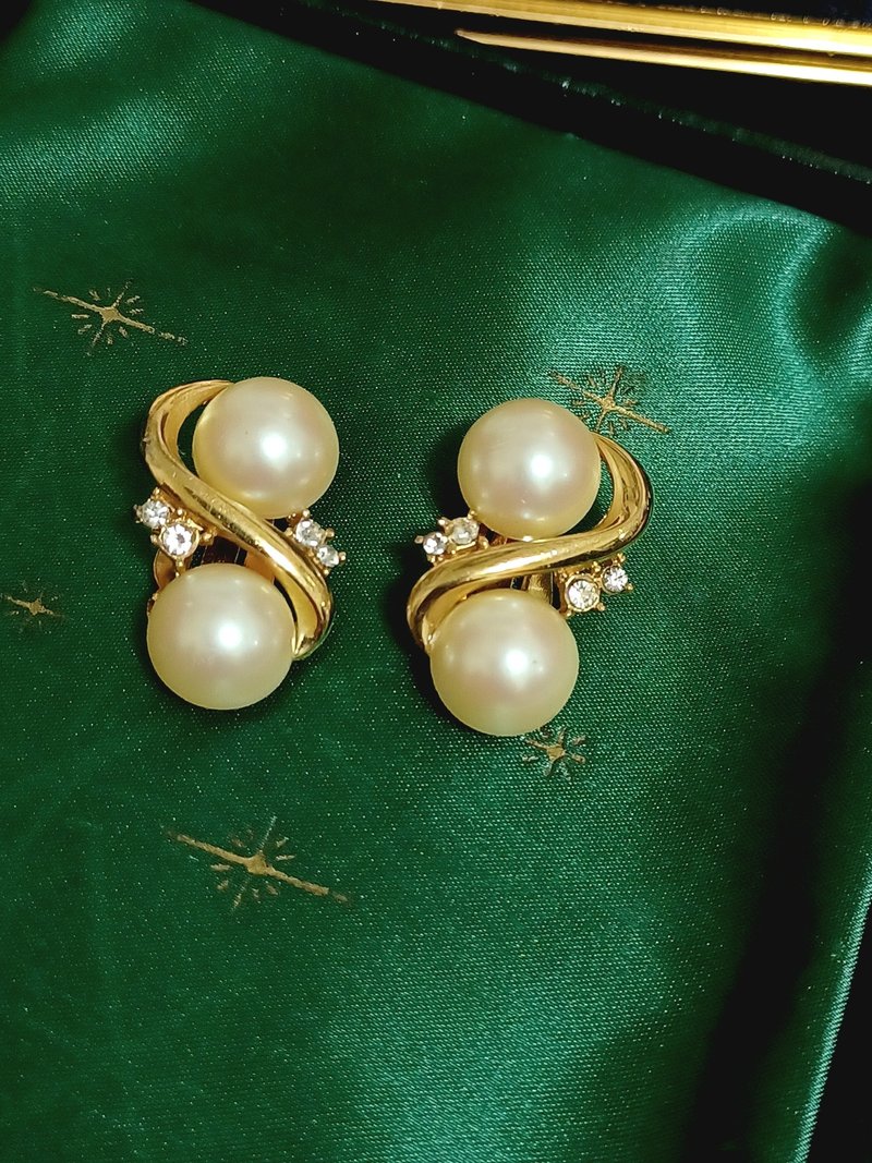 vintage jewelry  Richelieu 珍珠萊茵夾式耳環 - 耳環/耳夾/耳骨夾 - 其他金屬 