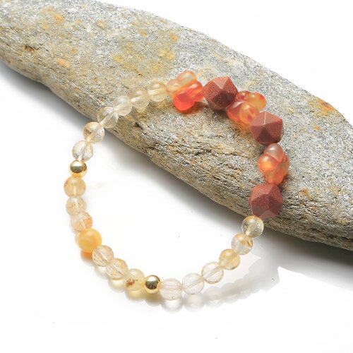 Hoshino Jewelry Kan 012616七輪調和手串/紅膠花/黃晶/天然/手鏈/水晶/能量石/原生態