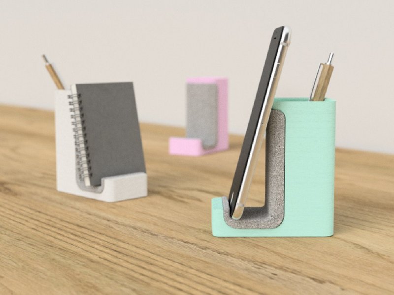 pen and phone holder, pen holder, pen stand, Phone stand, desk organizer - Pen & Pencil Holders - Eco-Friendly Materials Green