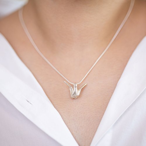 Shannta The Origami Crane silver 99.9 Pure Silver Necklace