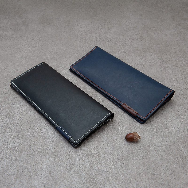 フラットロングクリップ財布メンズ レザーウォレット カード入れ 薄型ロングクリップシルバー - 財布 - 革 多色