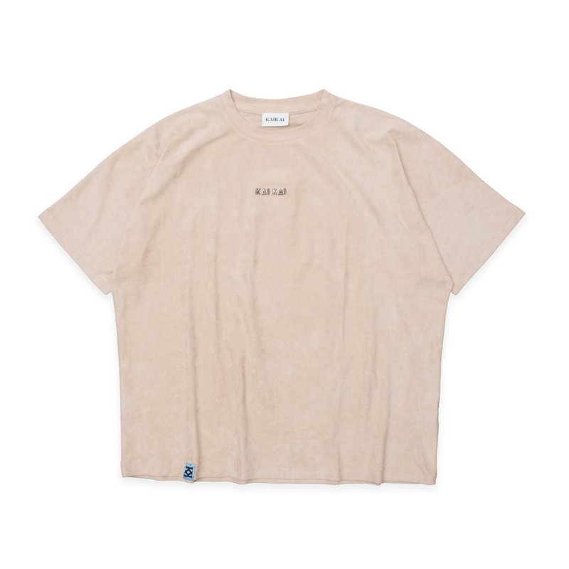 KAIKAI - Fearless - 麂皮絨Logo插肩短袖Tee - 杏色 - 男 T 恤 - 聚酯纖維 多色
