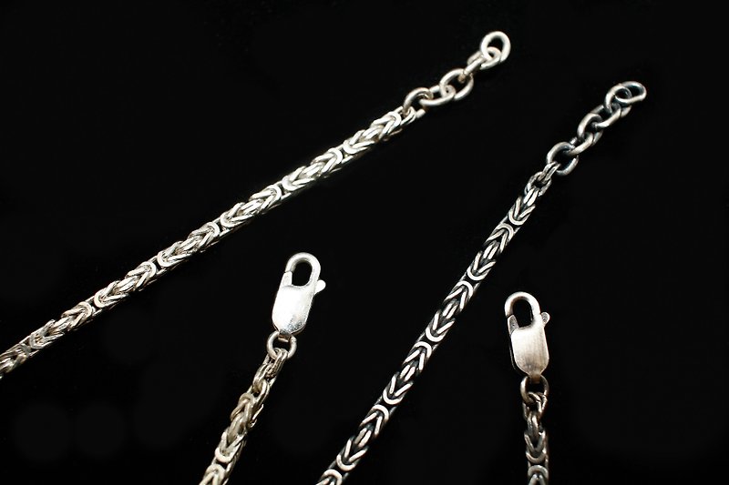 【Series of silver】Two types of Ancient pattern Chain Sterling silver bracelets - Bracelets - Sterling Silver Silver