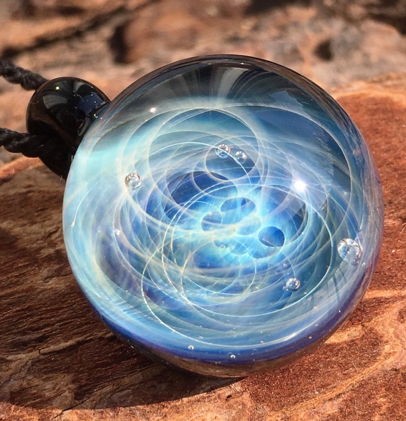 boroccus 星雲銀河立體花樣抗熱玻璃 吊墜 - 項鍊 - 玻璃 藍色