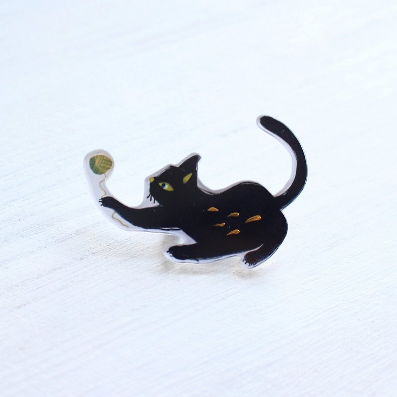 Naughty Black Cat small brooch / pin I Cat Lover - Badges & Pins - Acrylic Black