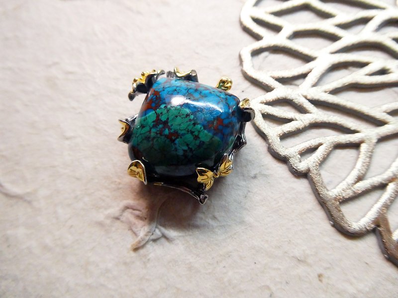Jingjing Workshop*Love2hm [The Wizard of Oz-Lotus] Italian handmade sterling silver phoenix Stone pendant - Necklaces - Gemstone Blue