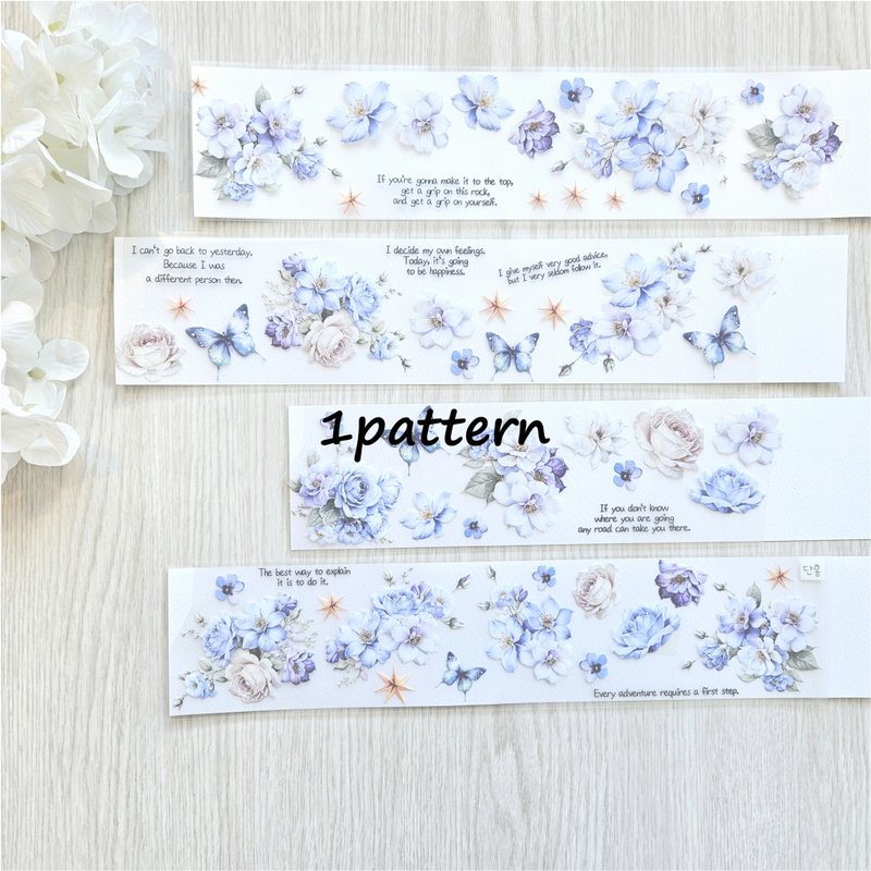 Masking tape_flower_flowers waiting for spring_blue 1pattern - 貼紙 - 塑膠 