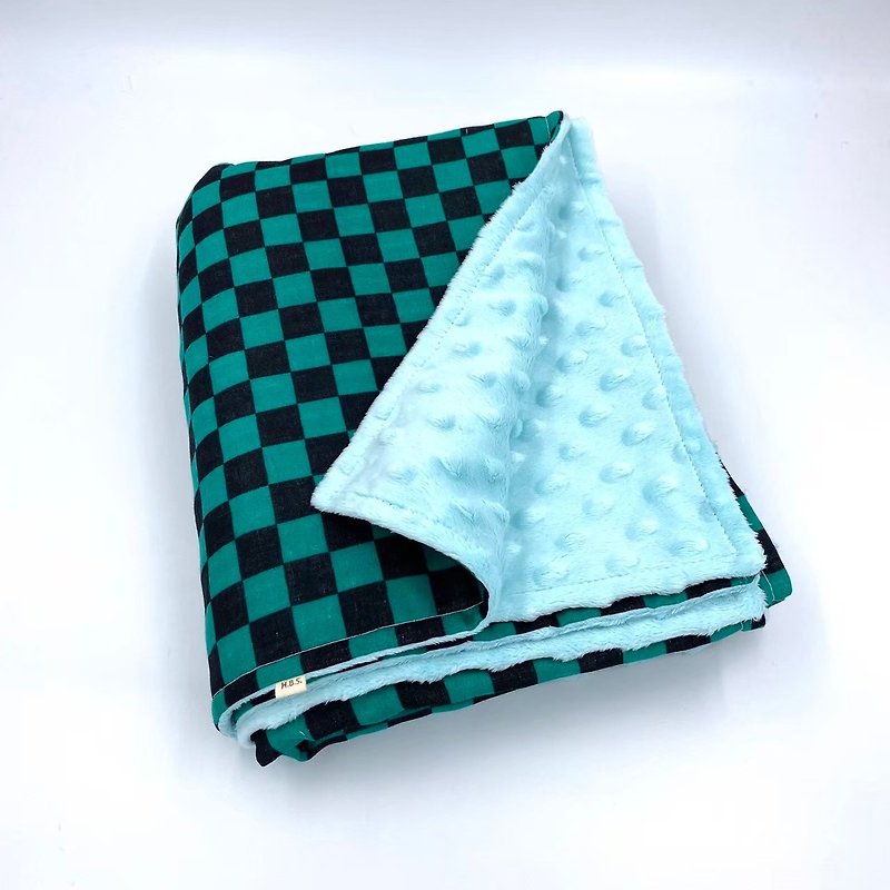Green plaid sea green bottom-comma quilt - Baby Gift Sets - Cotton & Hemp Blue