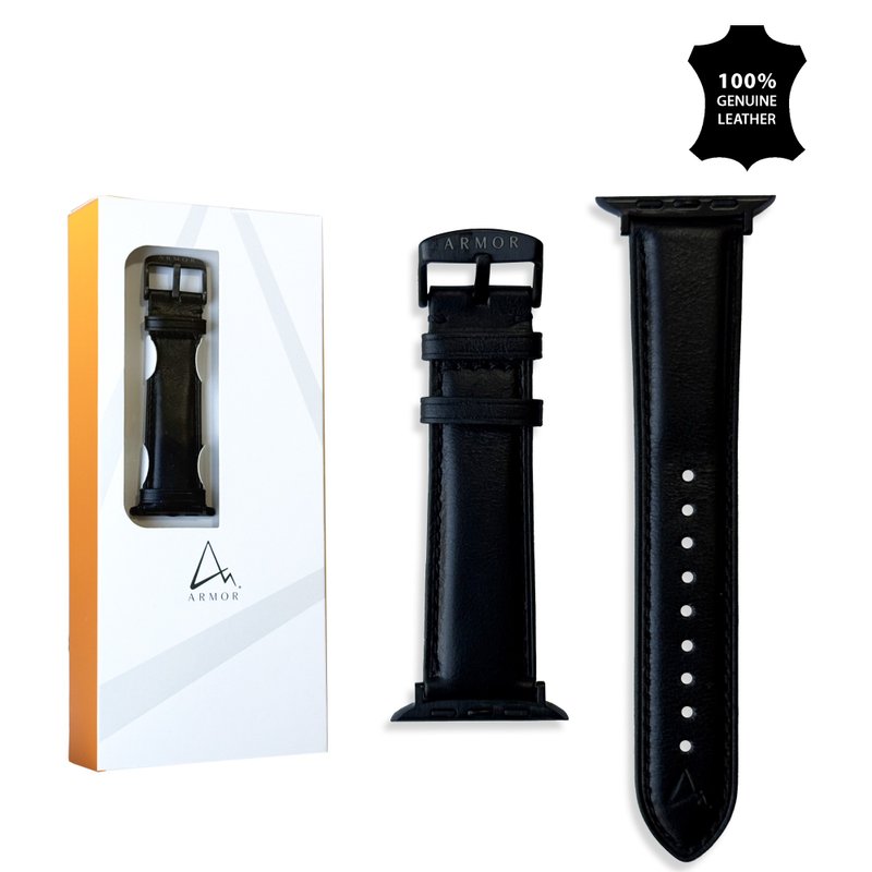 ARMOR Leather watch band for Apple Watch , Midnight Black - Watchbands - Genuine Leather 