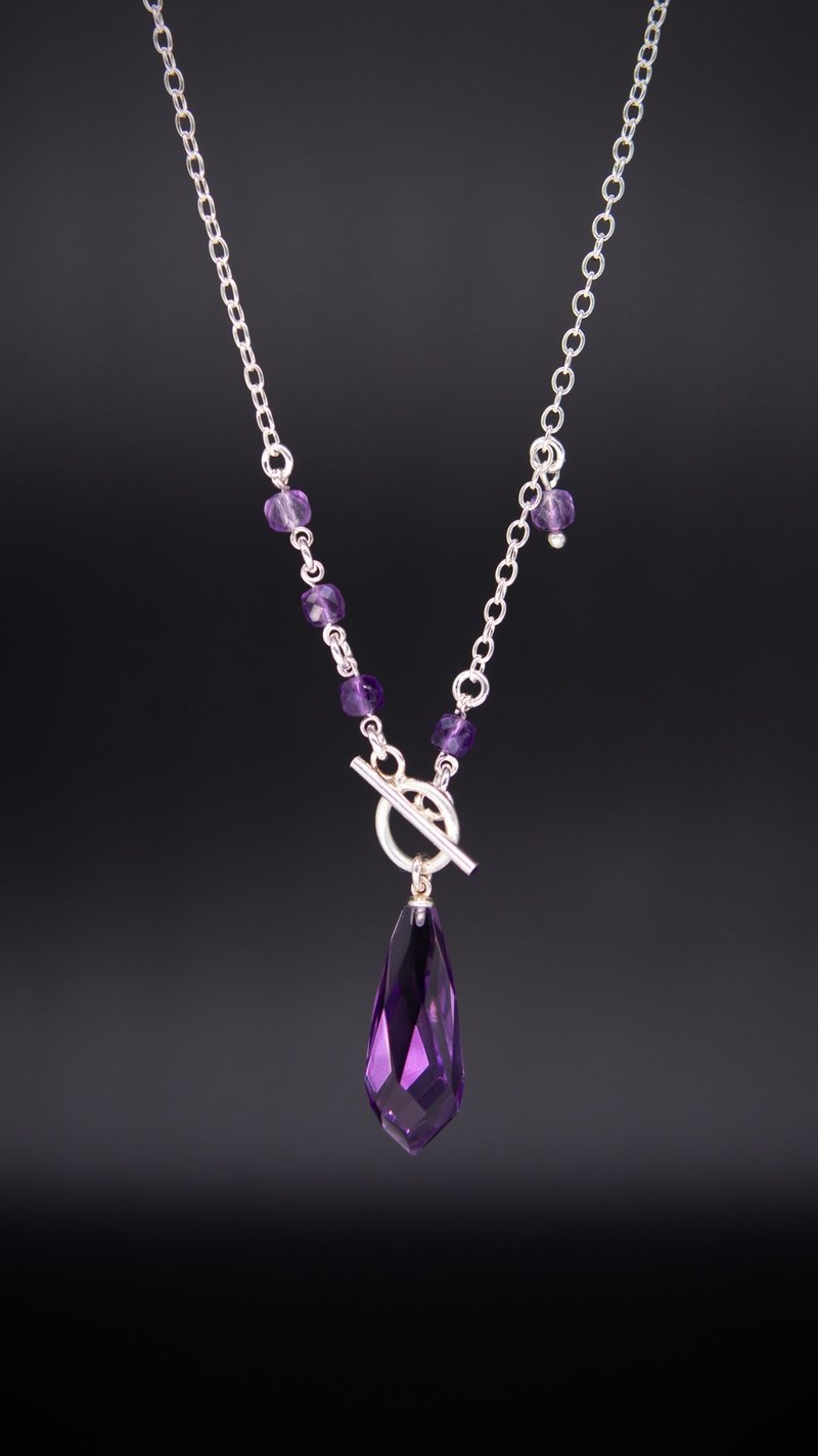 紫水晶 靈擺 銀項鏈 高品 - 項鍊 - 水晶 