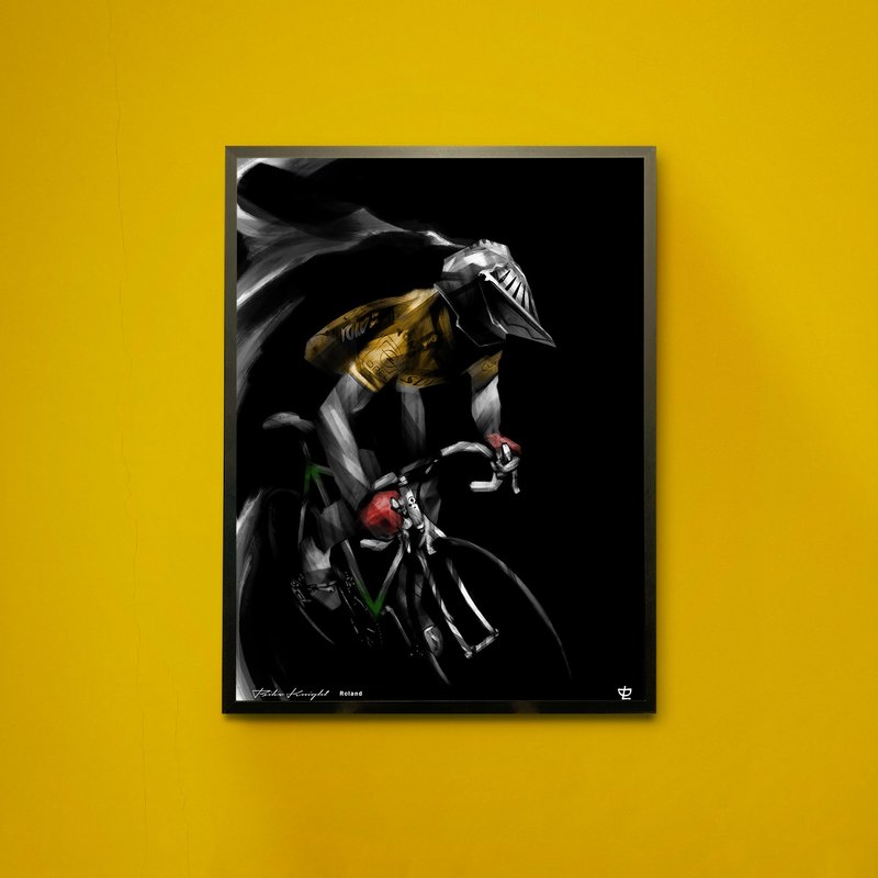 Bike Knight - Roland - Art Print / Wall Art / Limited Edition - โปสเตอร์ - กระดาษ สีเหลือง