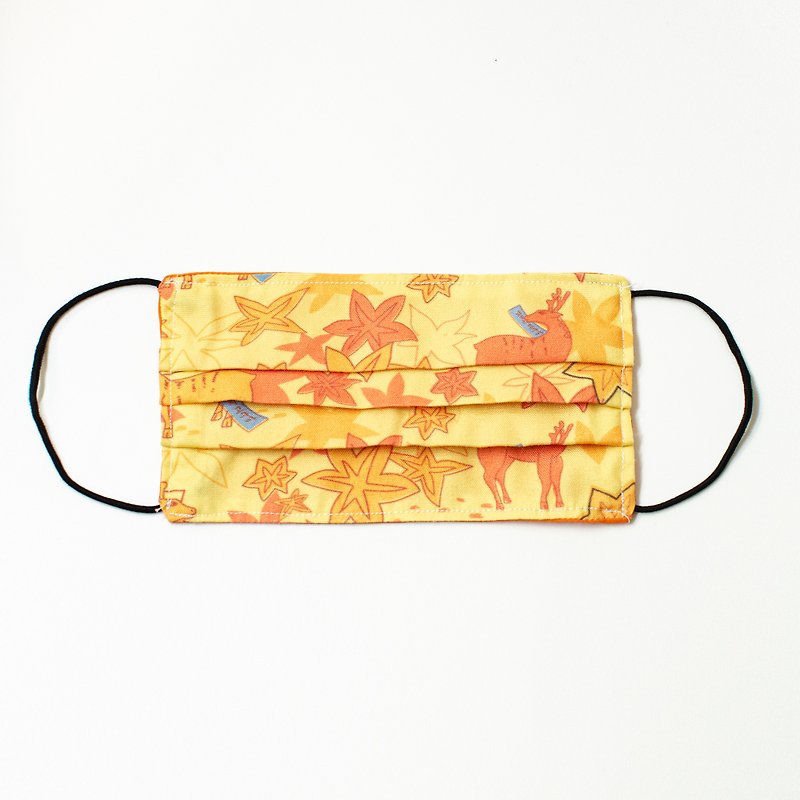 [Mandatory for Epidemic Prevention] Folding Cloth Mask_Korean Flower Brand_Fresh Yellow Maple Deer - Face Masks - Polyester Yellow