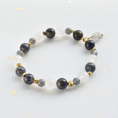 JeDis x LIM:M 聯名飾品 幻影│ 黑髮晶 月光石 拉長石 金曜石 髮晶隨行 手鍊