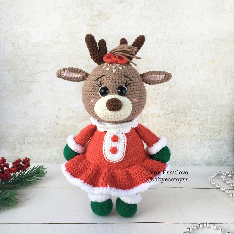 Digital Download - PDF | Crochet amigurumi pattern REINDEER Christmas amigurumi - Knitting, Embroidery, Felted Wool & Sewing - Thread Red