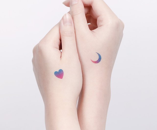 Buy Wave Heart Crescent Moon Temporary Tattoo Online in India  Etsy