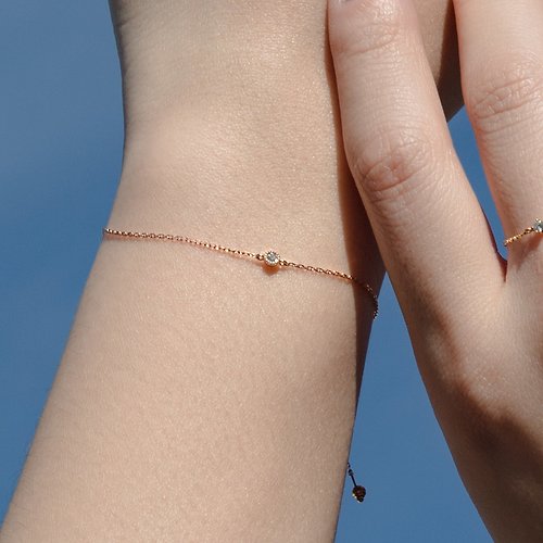 Olivia Yao Jewellery 簡約 18K 玫瑰金包鑲 3.5分鑽石 手鍊 可調式
