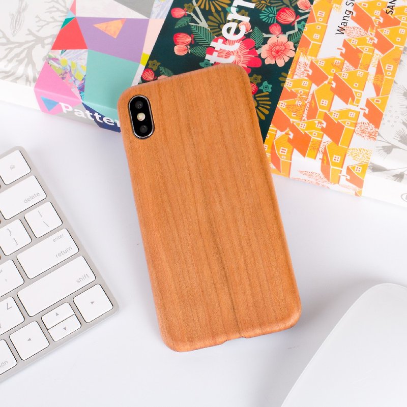 【純木手機殼】iPhone XS Max -櫻桃木 - 手機殼/手機套 - 木頭 橘色