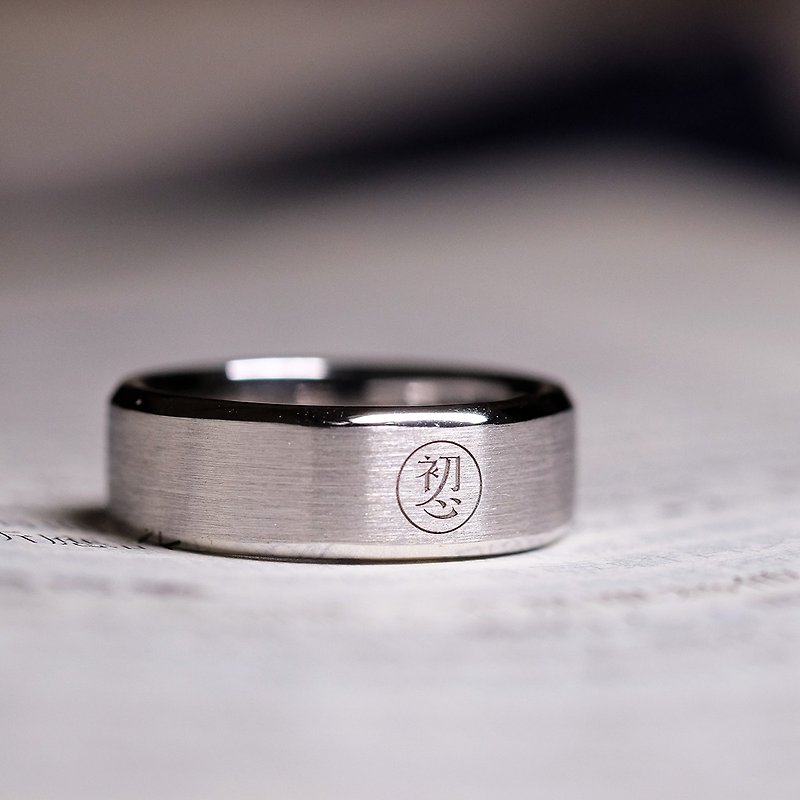 2021-pair ring-Classic-Logo Ring [wide version, ring, 925 Silver] - แหวนทั่วไป - เงินแท้ สีดำ