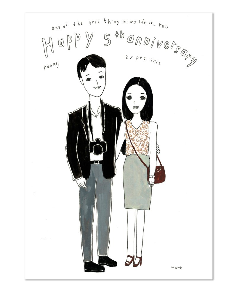 Hand-painted portrait. - 2 People - 似顏繪/客製畫 - 紙 白色
