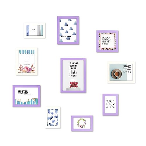 iINDOORS英倫家居 簡約相框 粉紫+白色 10入組合 馬卡龍色系 少女風格 室內設計