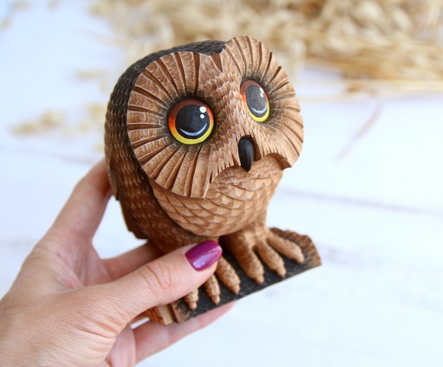 Wooden Owl Sculpture Wood Carving Owl Figurine Wood Art by Linden Bark -  Shop Linden Bark Items for Display - Pinkoi