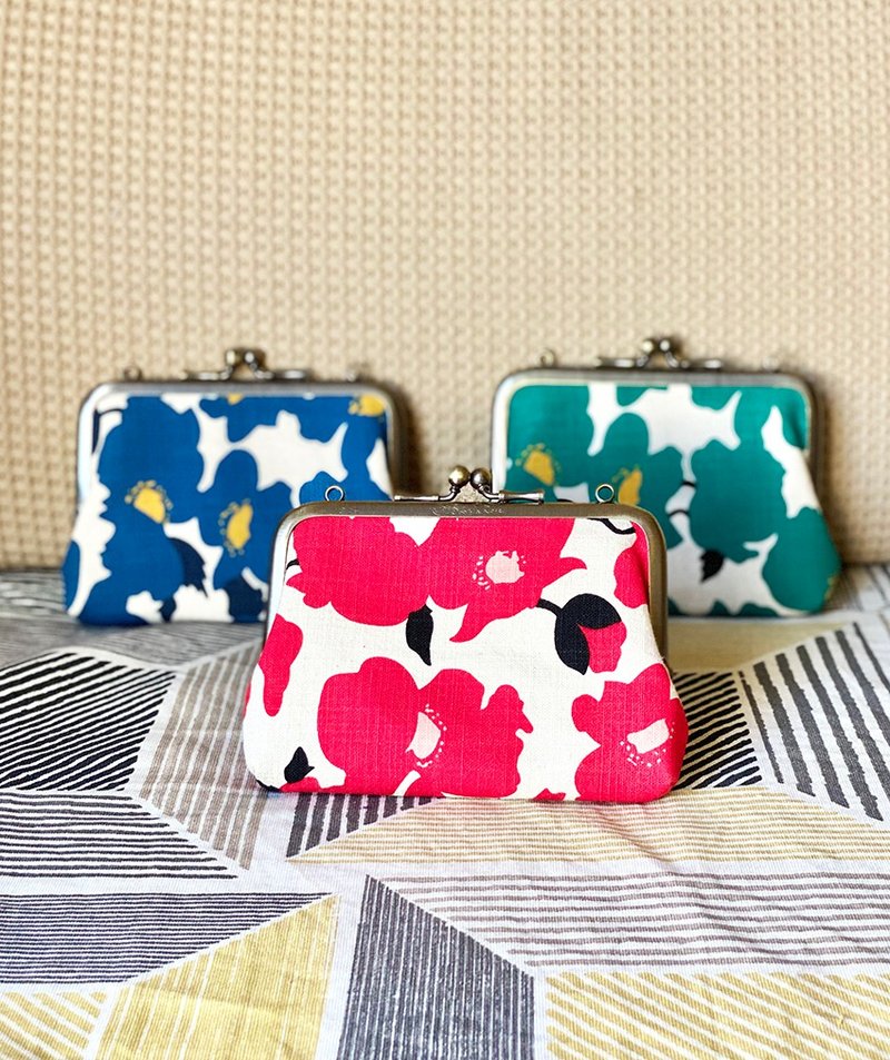 Purse Wallet Clutch, Kiss lock coin purse - กระเป๋าสตางค์ - ผ้าฝ้าย/ผ้าลินิน สีน้ำเงิน