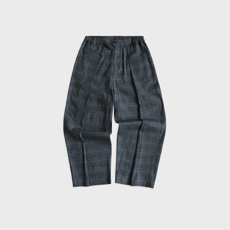 DYCTEAM - Brushed Plaid Loose pleated full-length pants - กางเกงขายาว - วัสดุอื่นๆ สีเทา