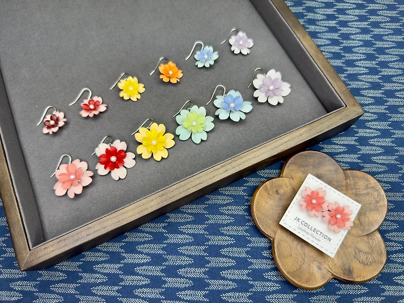 Leather Night Sakura Earrings - Earrings & Clip-ons - Genuine Leather Multicolor
