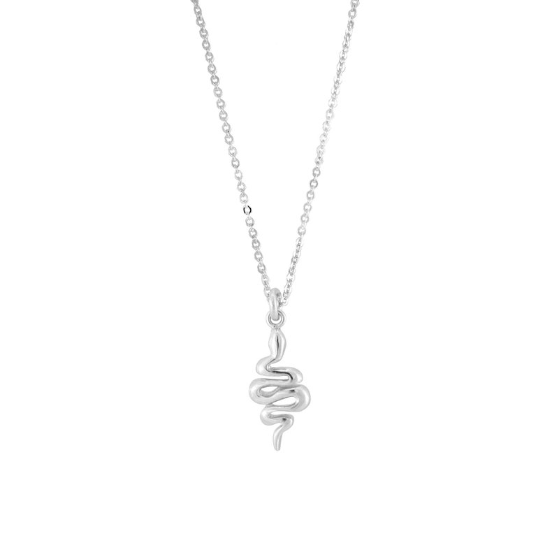 Snake Silver Necklace Zodiac snake animal shape sterling silver necklace New Year gift - Necklaces - Sterling Silver Silver