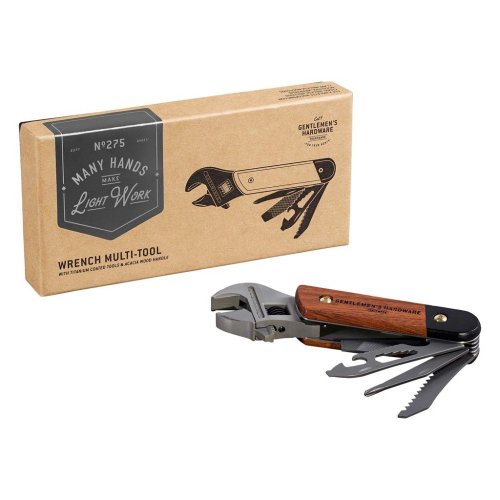 英國True Utility多功能工具 【Gentlemen's Hardware】經典多用途戶外板手刀具組-木質握把