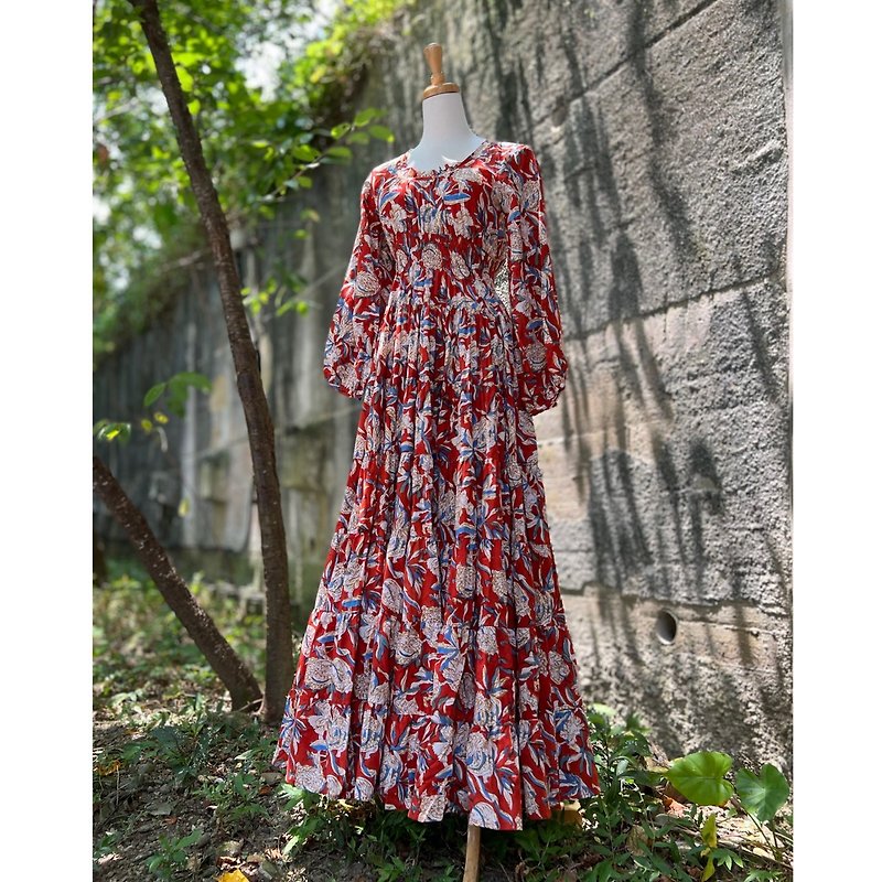 石榴姑娘 宮廷雅典娜洋裝 - 洋裝/連身裙 - 棉．麻 紅色