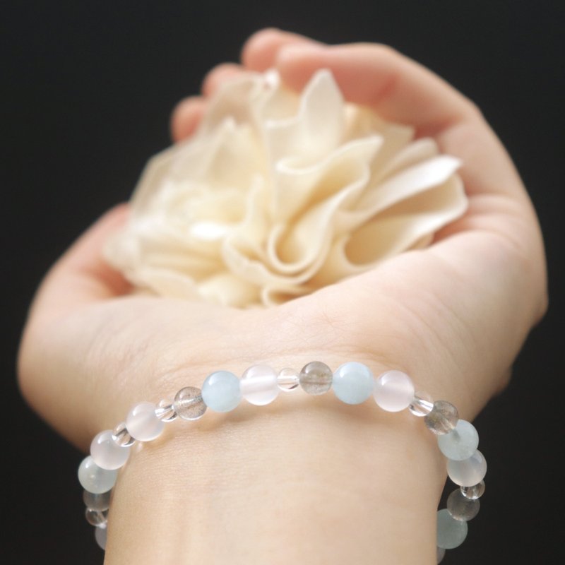 アクアマリン-クリアクォーツ-ラブラドライト-ホワイトカルセドニー-金運-癒し-クリスタルブレスレット - ブレスレット - クリスタル 多色