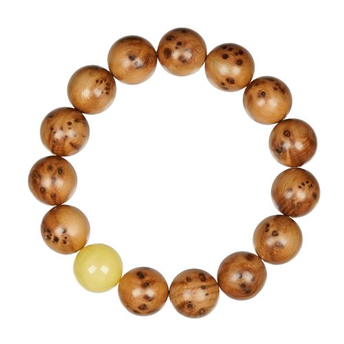 正佳珠寶 Gemsrich Jewelry 【正佳珠寶】崖柏 頂級瘤疤 15mm 白金滿蜜蠟 瘤疤崖柏手珠