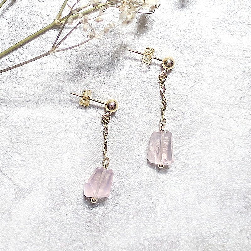 VIIART. Star powder. Pink crystal 18K thick gold-plated earrings-clip-on can be changed - Earrings & Clip-ons - Gemstone Pink