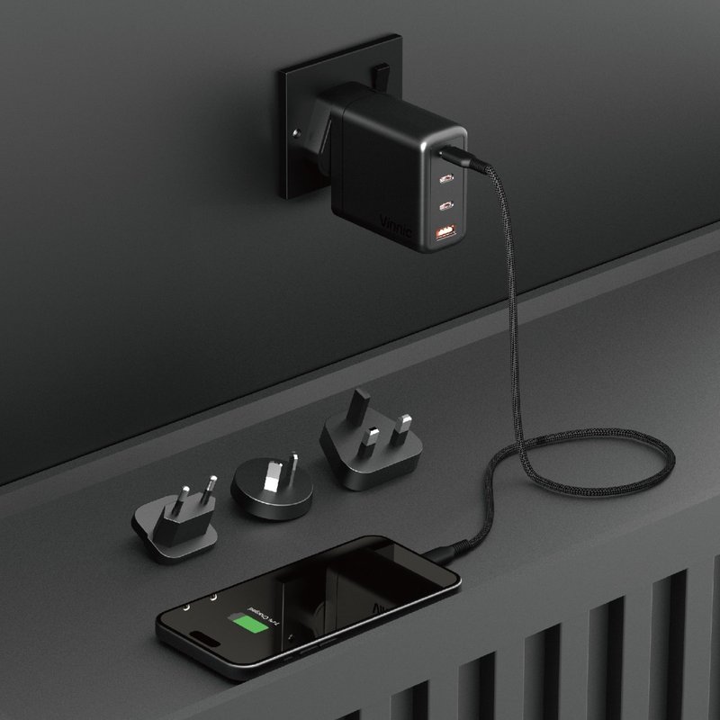 Vinnic GaNgapurna 100W PD QC GaN 快速充電旅行充電插頭 - 手機配件 - 其他材質 黑色