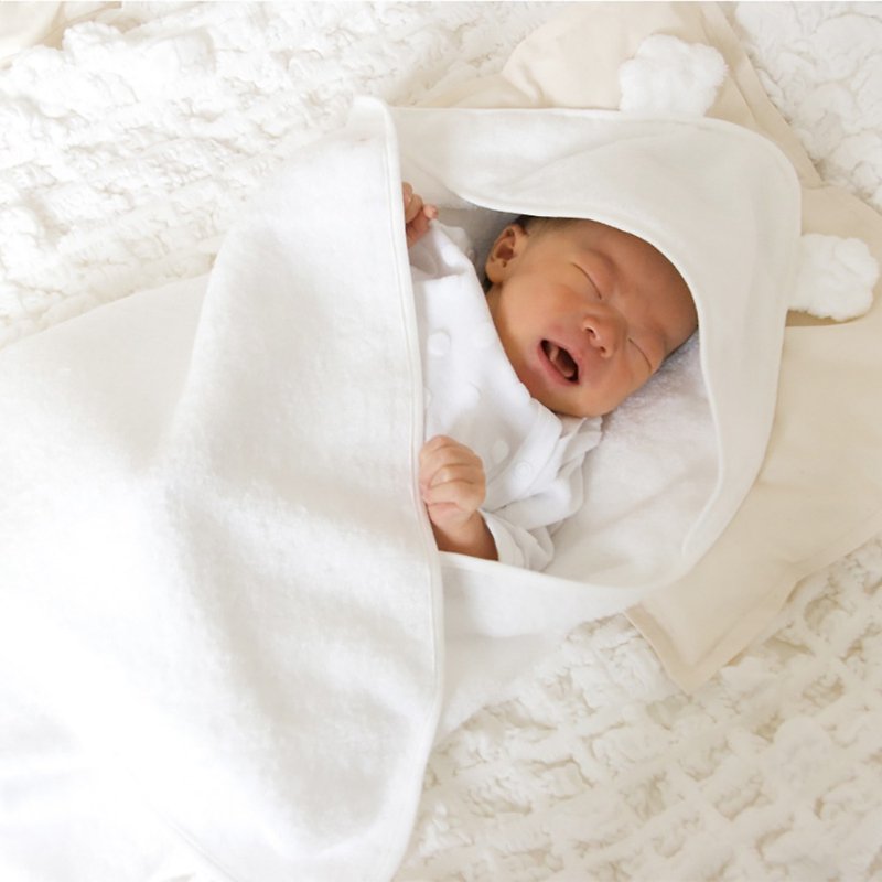 Hacoon Baiyun Top Imabari Towel Baby Hooded Wrap - ของขวัญวันครบรอบ - ผ้าฝ้าย/ผ้าลินิน ขาว