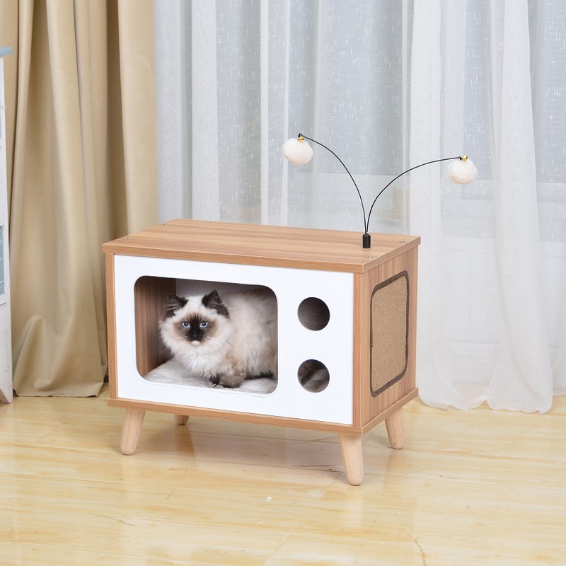【美國Petpals】無線貓窩基地台 - 寵物床 - 木頭 金色