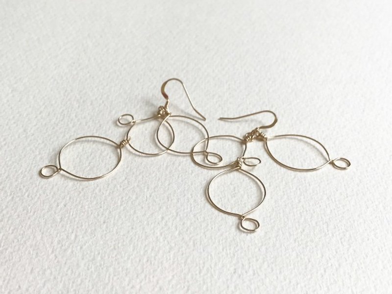 【14kgf】Lost in thought(pierced earrings) - Earrings & Clip-ons - Other Metals Gold