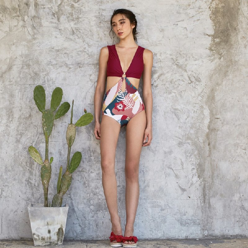 Hart - One Piece Swimwear Color: Burgundy/Wild Bloom (CREX145) - Women's Swimwear - Other Materials Red