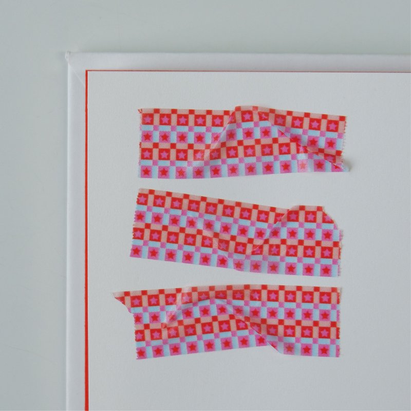 Star Tiles Masking Tape - 紙膠帶/和紙/PET - 紙 紅色