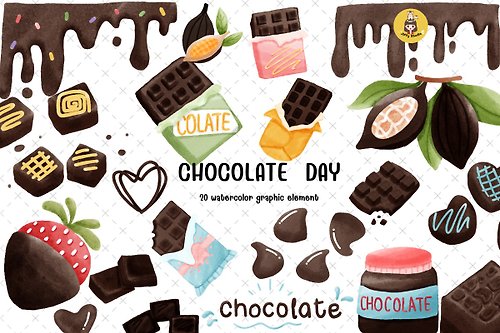 jiffystudio About Chocolate watercolor graphic clipart