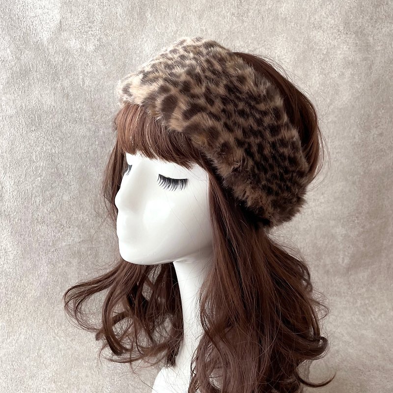 Adult leopard Brown eco fur hair band - Hair Accessories - Other Materials Brown