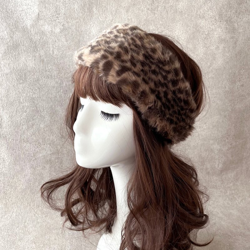 Adult leopard Brown eco fur hair band - เครื่องประดับผม - วัสดุอื่นๆ สีนำ้ตาล