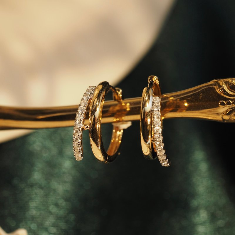 18K Gold Diamond Wings Hoop Earrings - Earrings & Clip-ons - Precious Metals 