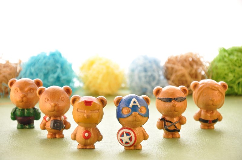 [Kishiro Mania] wooden logs British super group Bear doll / doll / dolls / ornaments (set of six) gift - Kids' Toys - Wood Brown
