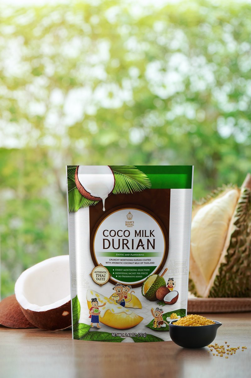 Siam's Royal Coco Milk Durian 70g - ขนมคบเคี้ยว - พลาสติก สีทอง