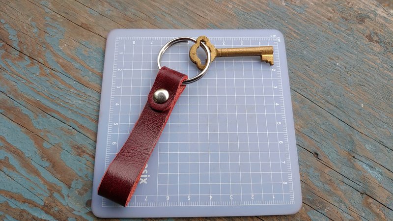 Taiwan's early antique copper key plus brand new handmade cowhide key ring (J) - Keychains - Copper & Brass 